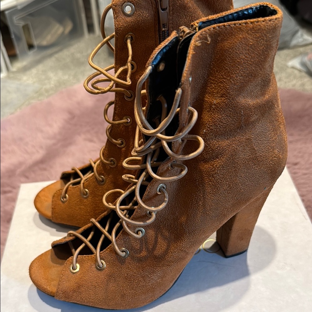 Brown Lace-Up Ankle Boots